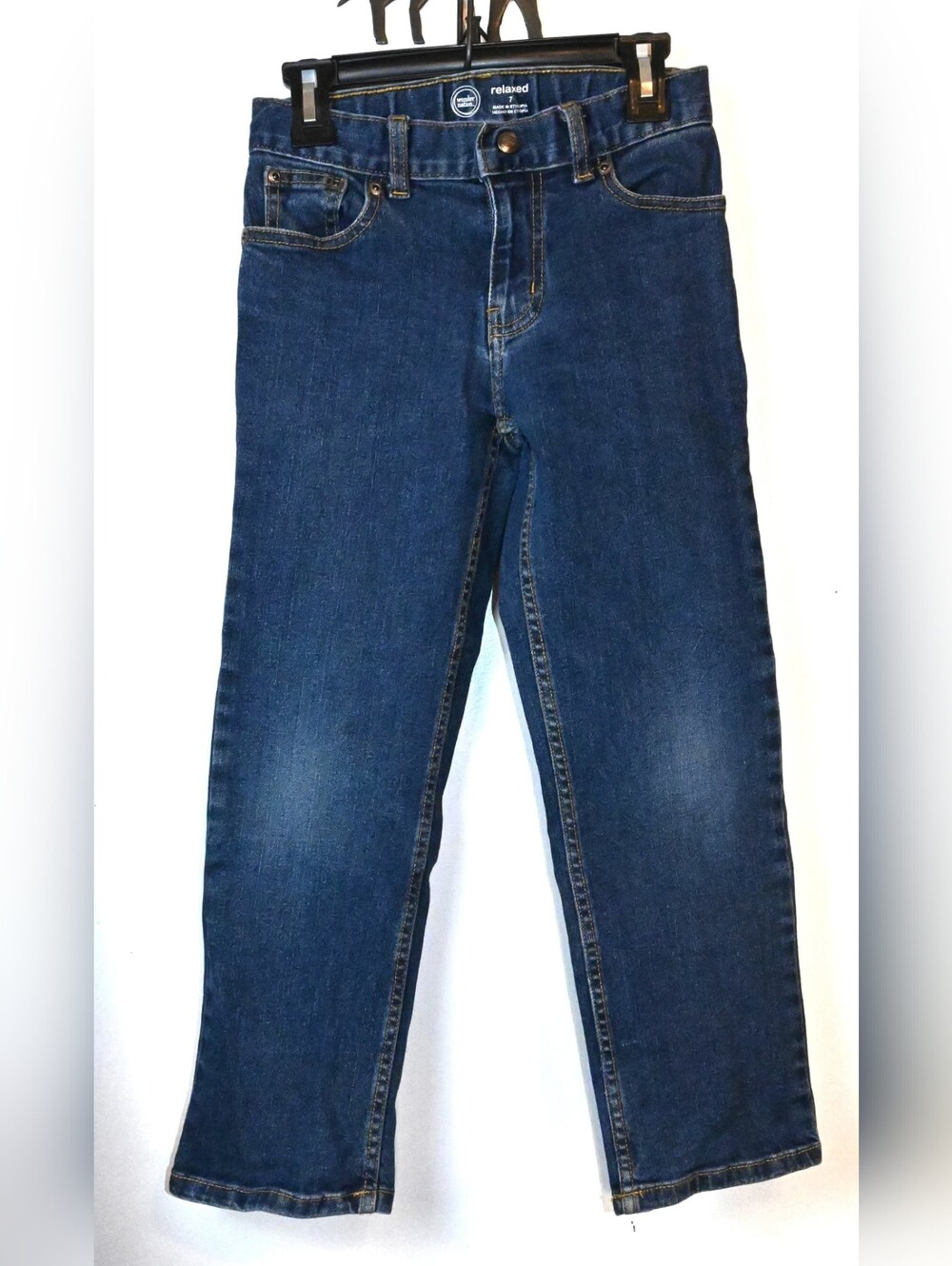 Wonder Nation Boys 5-Pocket Blue Denim Adjustable Waist Relaxed. Jeans Size 7